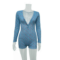 Women's Casual Versatile Fashion Floral Print Long-sleeved Jumpsuit