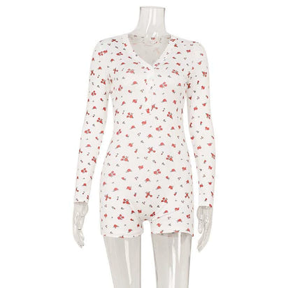 Women's Casual Versatile Fashion Floral Print Long-sleeved Jumpsuit