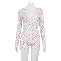 Women's Casual Versatile Fashion Floral Print Long-sleeved Jumpsuit