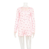 Women's Casual Crew-neck Long-sleeve One-piece Shorts