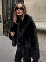 Winter Plush Coat Fashion Warm Thicken Fluffy Lapel Jacket Outwear Casual Long Sleeve Tops Womens Clothing